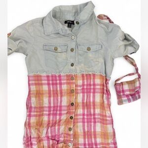 Gymboree Pink and Tan Plaid Button-Down dress
